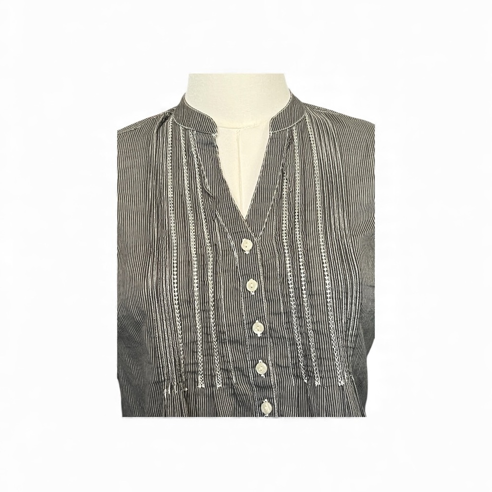 EUC Converse All Star gray & white thin stripe long sleeve blouse | sz XS - Picture 2 of 9